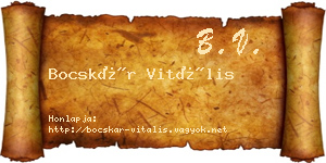 Bocskár Vitális névjegykártya